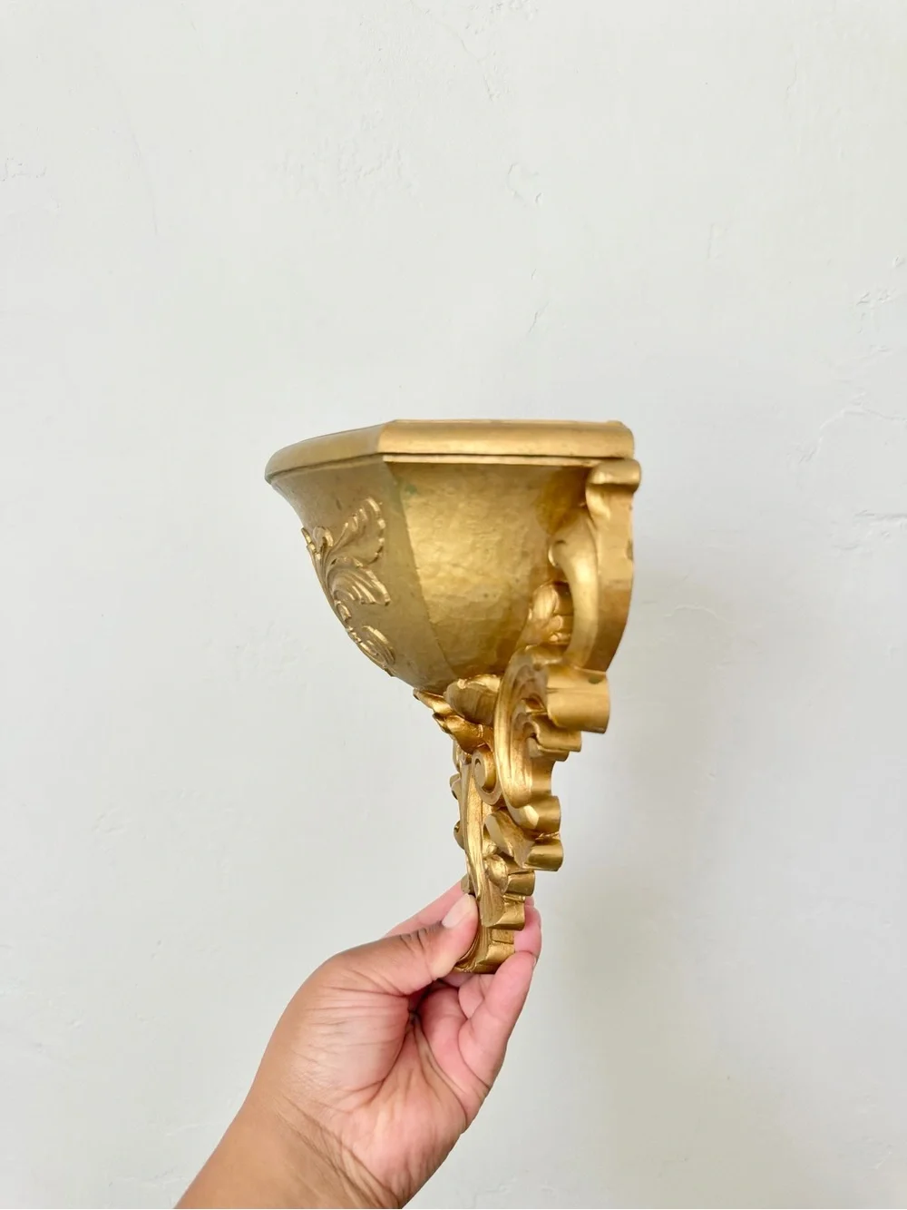 Vintage HOMCO Gold Wall Hanging Planter